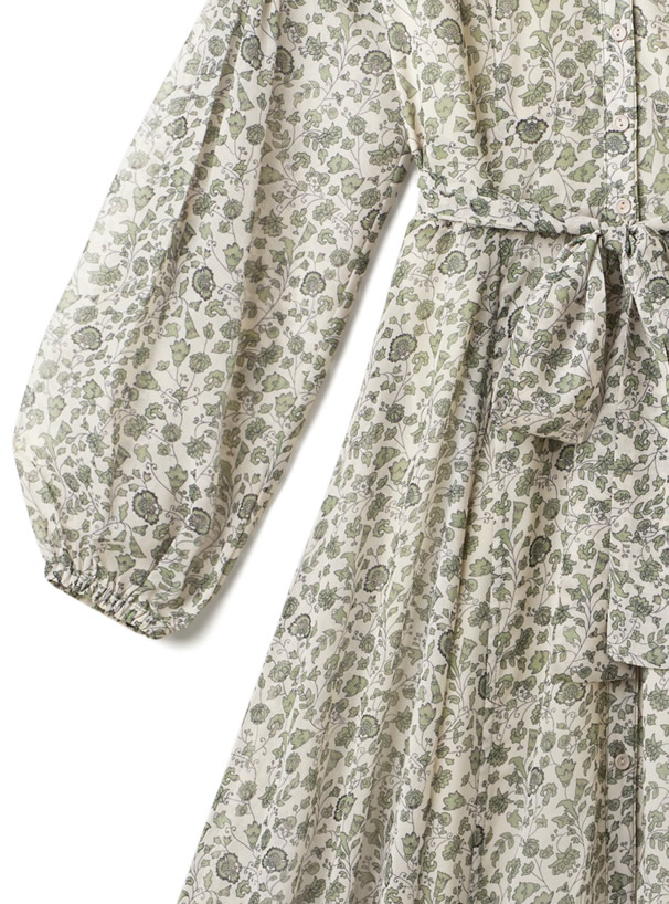 バックリボンマルチパネル花柄ワンピース
