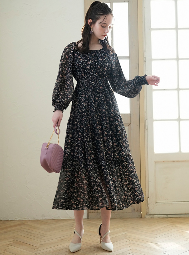 小花柄バックリボンティアードワンピース K8709x レディースファッション通販のグレイル Grl 公式