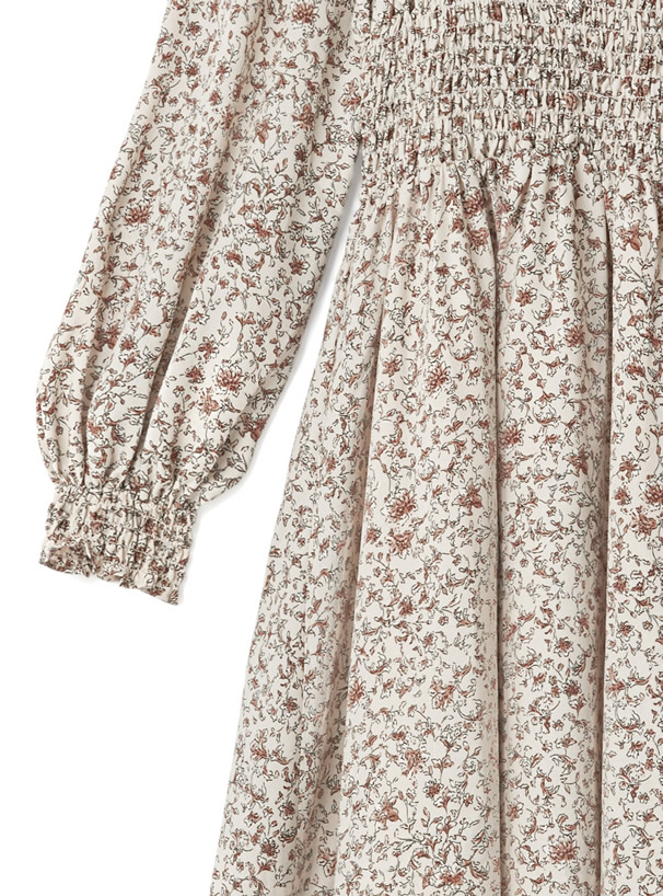 花柄シャーリングフレアワンピース