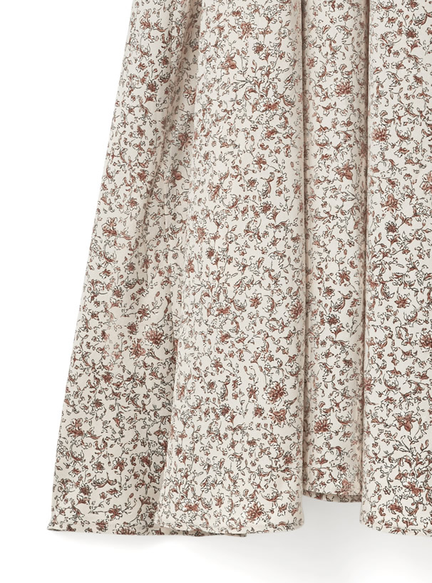 花柄シャーリングフレアワンピース