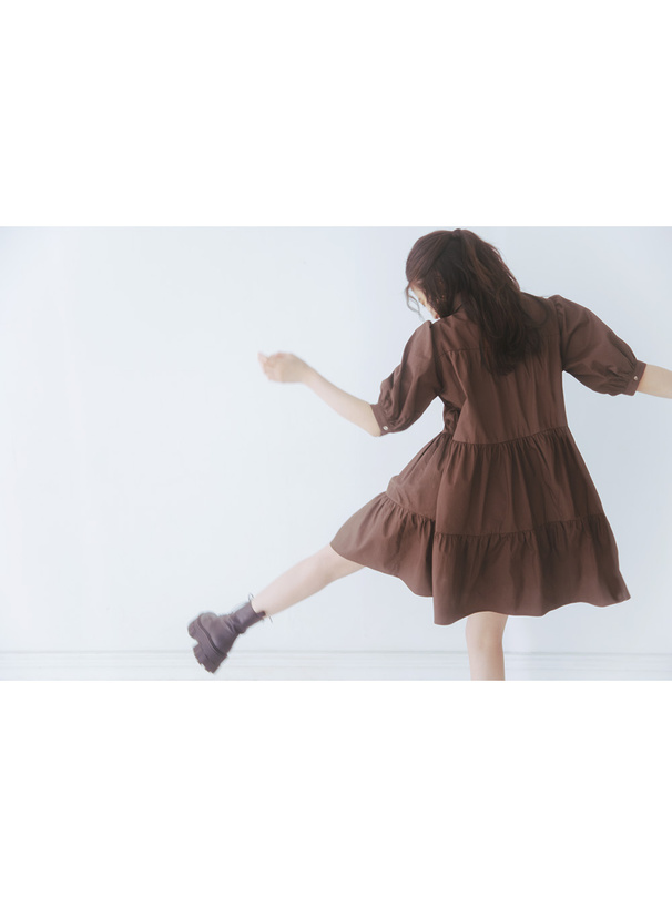 今田美桜 ボリュームティアードシャツワンピース[k8799w] | レディースファッション通販のグレイル(GRL)【公式】