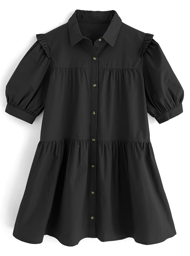ショルダーフリルシャツミニワンピース[k8943c]