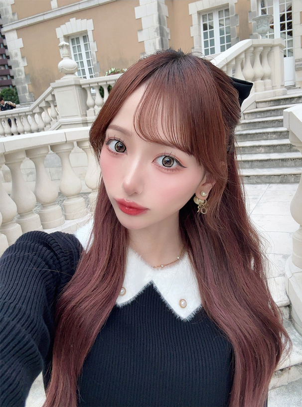 シャギーカラーリブニットワンピース