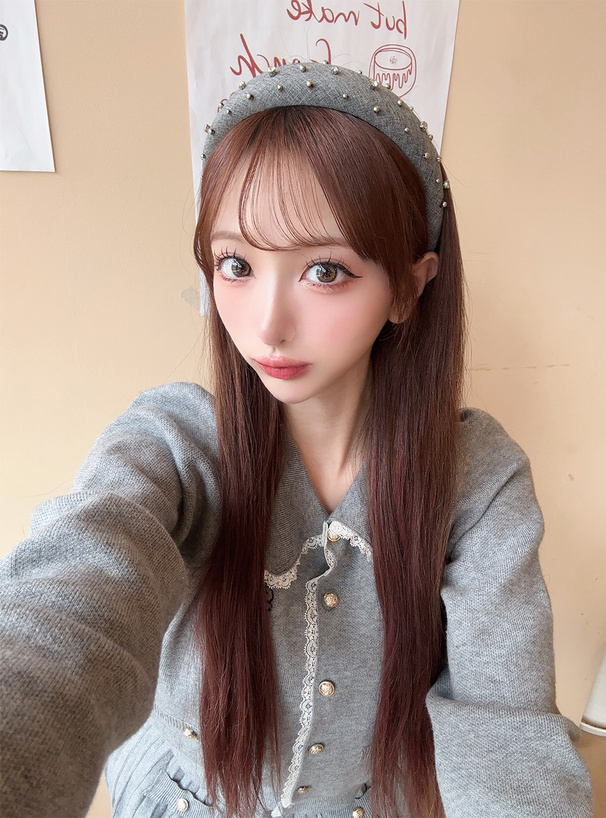 レースニットカーディガン×インパン裏地付きプリーツスカートセットアップ