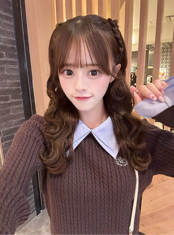 2Wayダブルカラーケーブル編みニットトップス