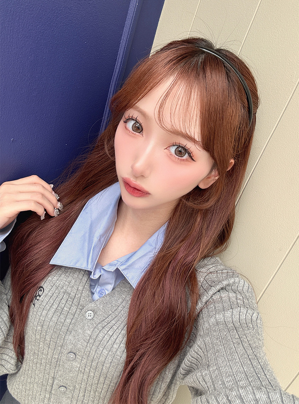 襟2Wayリボンスリーブシャツレイヤード風ニットカーディガン