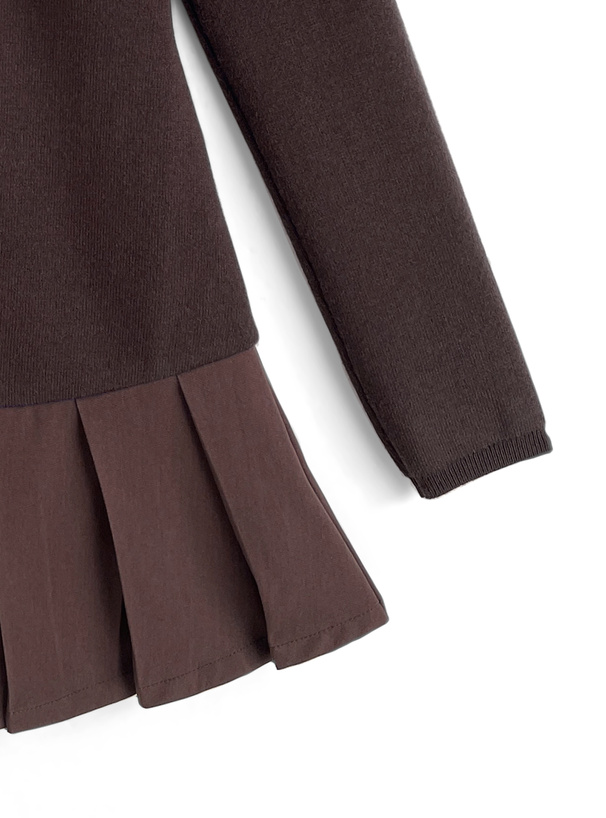 ネクタイ付きシャツドッキングニットミニワンピース