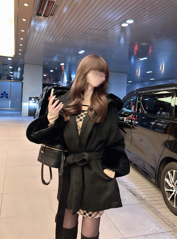 リボンベルト付きファーフードミドルコート[k9401i] | レディース