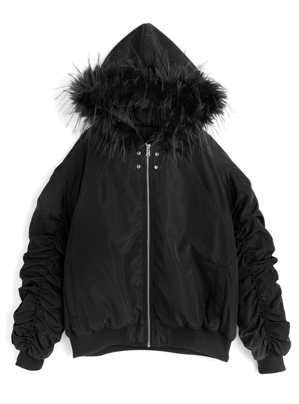 ファー付きギャザージャケット[kd116] | レディースファッション通販の