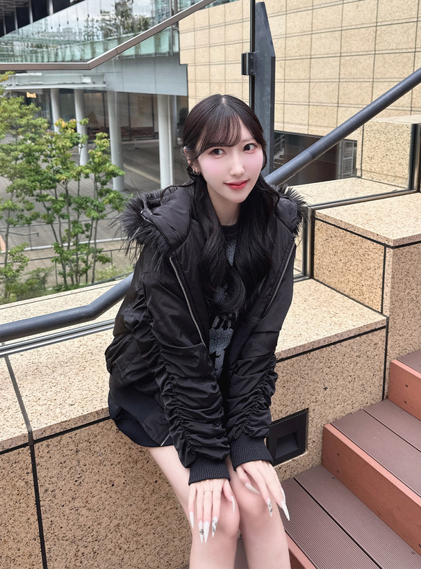 ファー付きギャザージャケット
