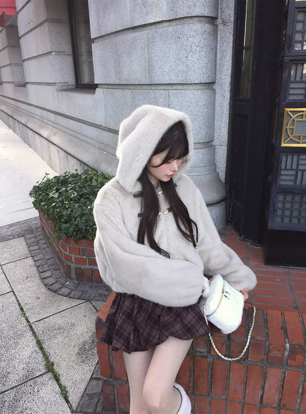 ラビットファーブルゾン グレー HARE kastane STUDIOUS HARE｜フェイク