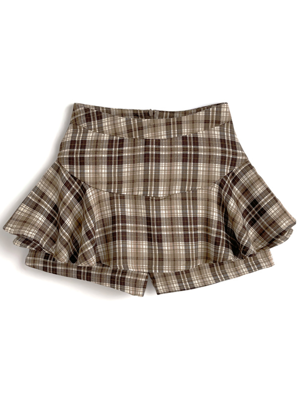 チェック柄フリルキュロット[ks006a]