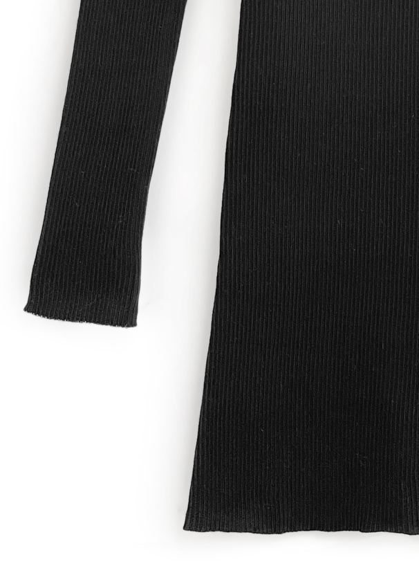 サムホール付きリブニットミニワンピース