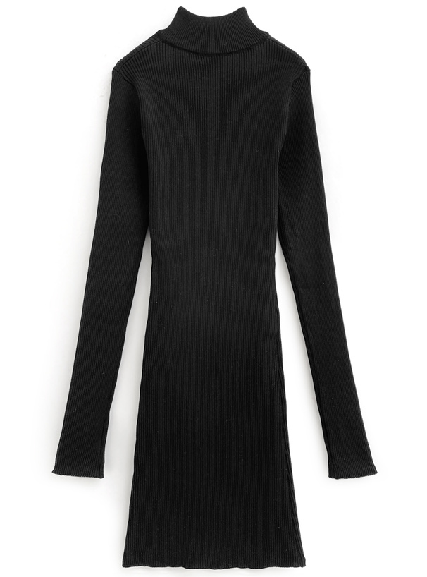 サムホール付きリブニットミニワンピース