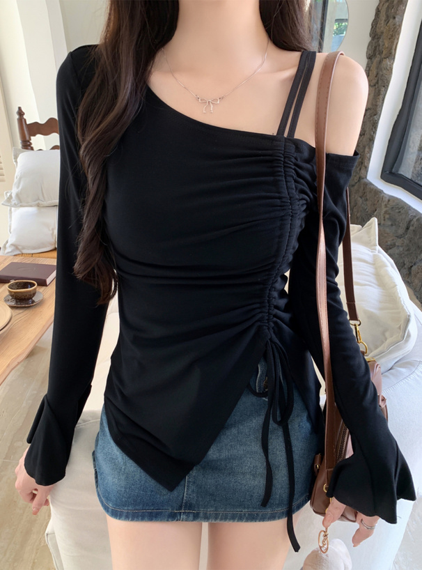 ワンショルダードロストアシンメトリートップス[ks049