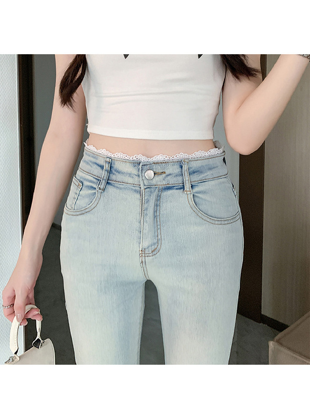 ウエストレースフレアデニムパンツ