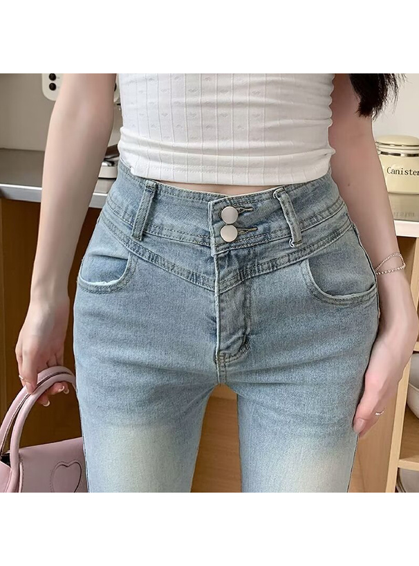 バックリボンフレアデニムパンツ