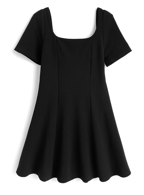 BLACK UPドミニクスクエアネックミニワンピース miniministore｜スクエアネック ミニワンピース無地パフ袖