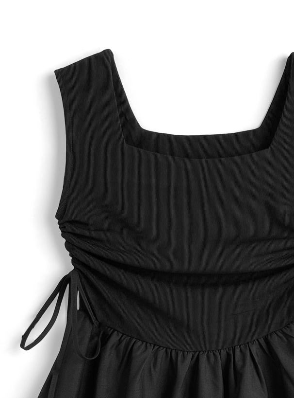 サイドドロストリボンバルーン切替ミニワンピース