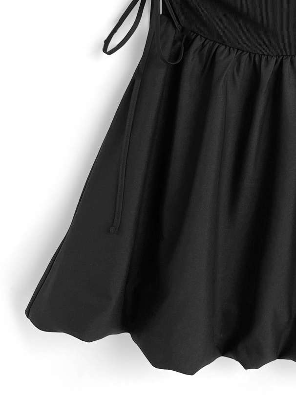 サイドドロストリボンバルーン切替ミニワンピース