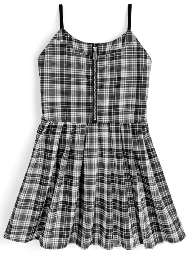 チェック柄キャミソールジップミニワンピース[ks125]