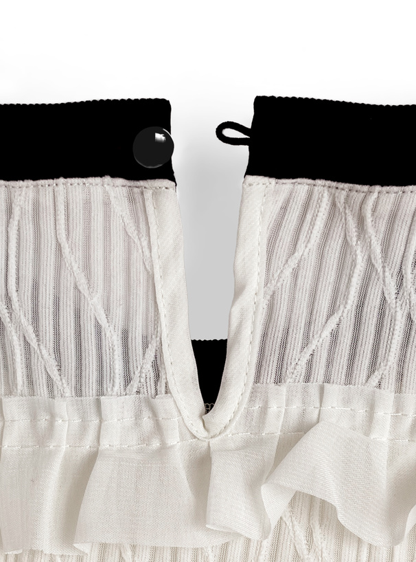 フリルティアード配色リブトップス