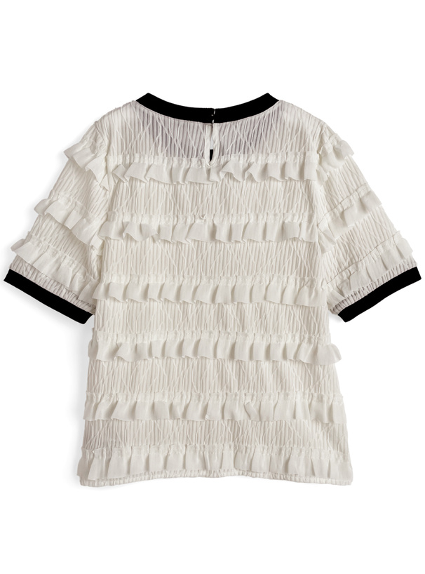 フリルティアード配色リブトップス