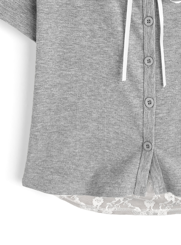 レースレイヤード風リブトップス[ks129] | レディースファッション通販