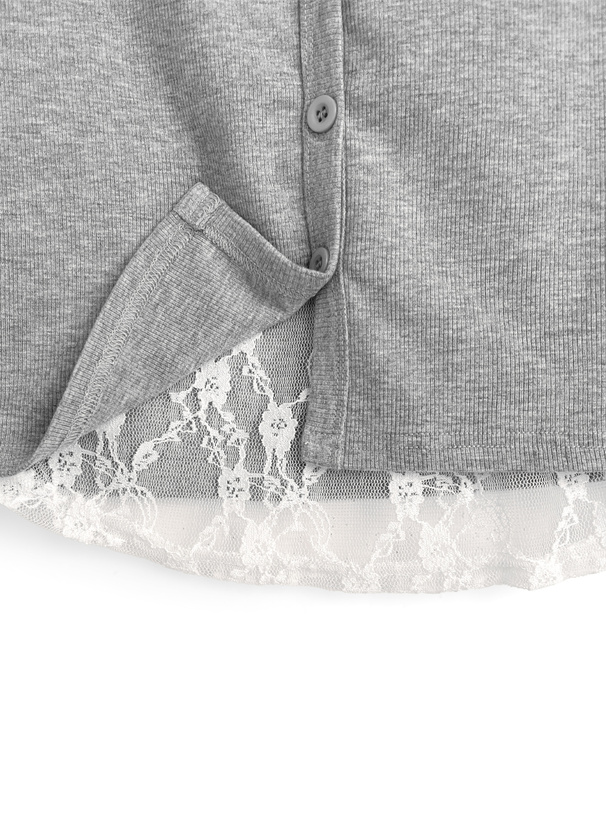 レースレイヤード風リブトップス[ks129] | レディースファッション通販