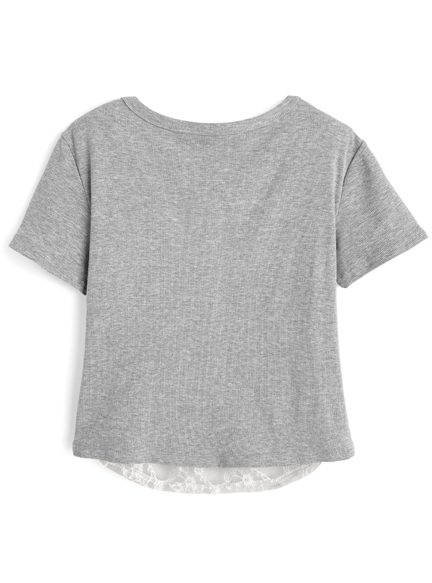 レースレイヤード風リブトップス[ks129] | レディースファッション通販