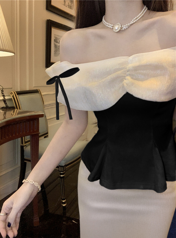 サイドリボンオフショルダートップス[ks133] | レディースファッション