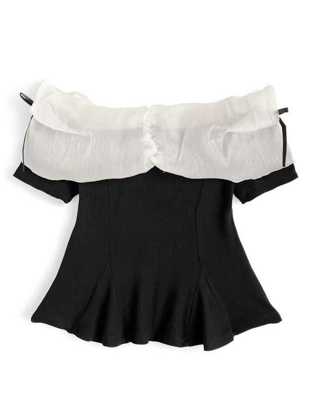 サイドリボンオフショルダートップス[ks133] | レディース