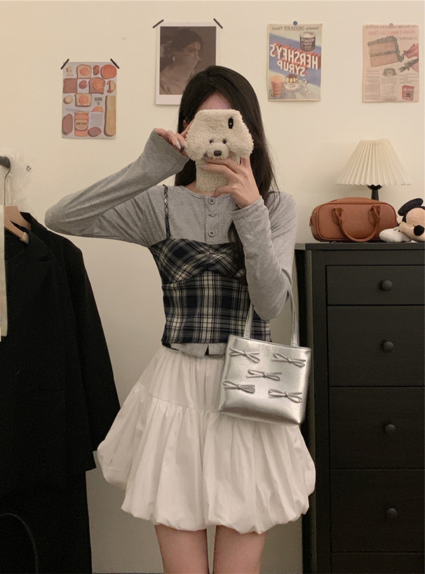 メゾンエシェル カラミチェックキャミソール メゾンエシェル