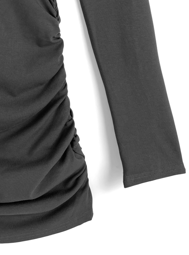 ワンショルダーリボンサイドギャザーミニワンピース