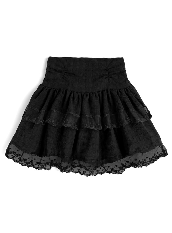 インパン裏地付きティアードレースミニスカート