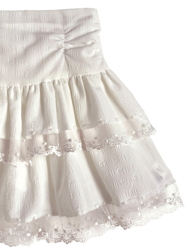 インパン裏地付きティアードレースミニスカート