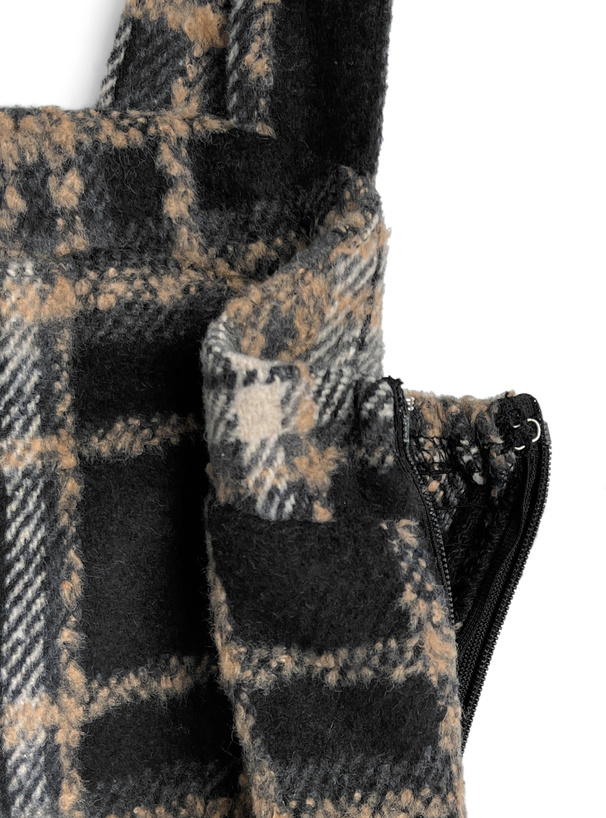 チェック柄レースアップロングワンピース