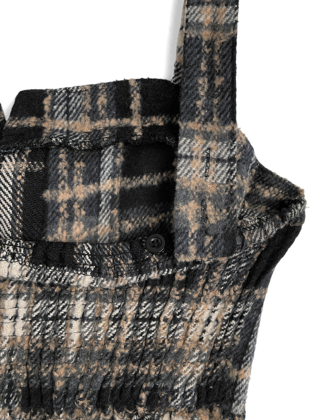 チェック柄レースアップロングワンピース