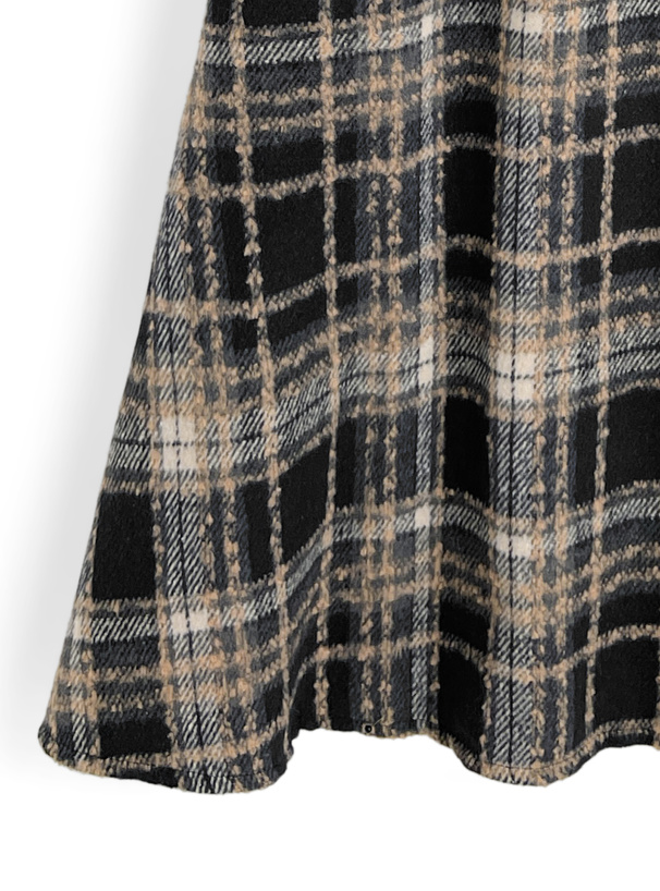 チェック柄レースアップロングワンピース