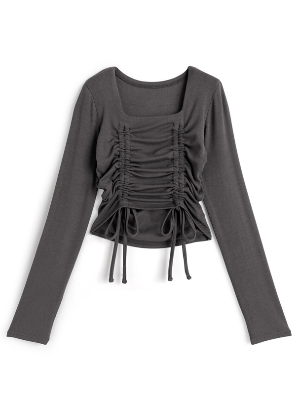 スクエアネックドロストトップス