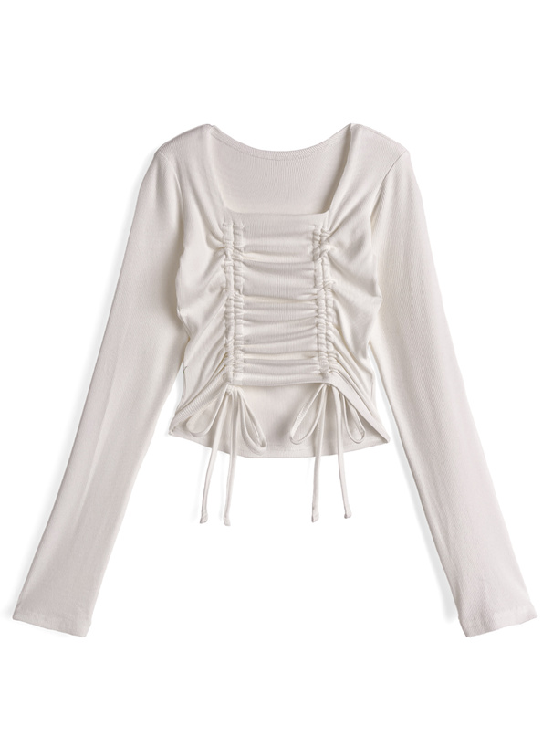 スクエアネックドロストトップス