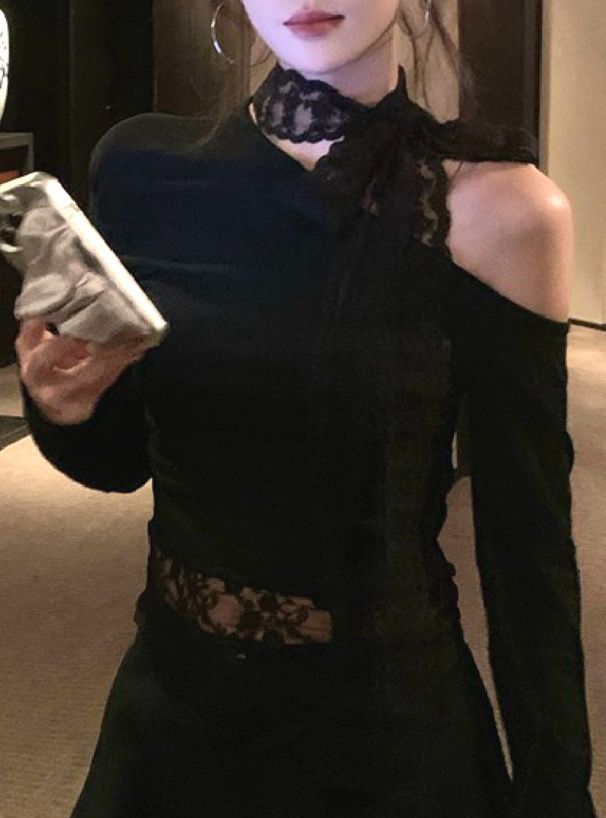 レースチョーカーワンショルダートップス