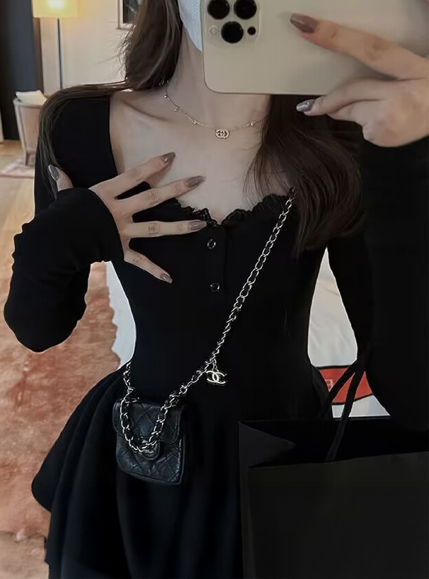 レースフレアミニワンピース