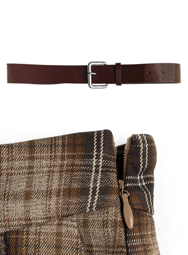 ベルト&インパン裏地付き2Wayチェック柄プリーツミニスカート