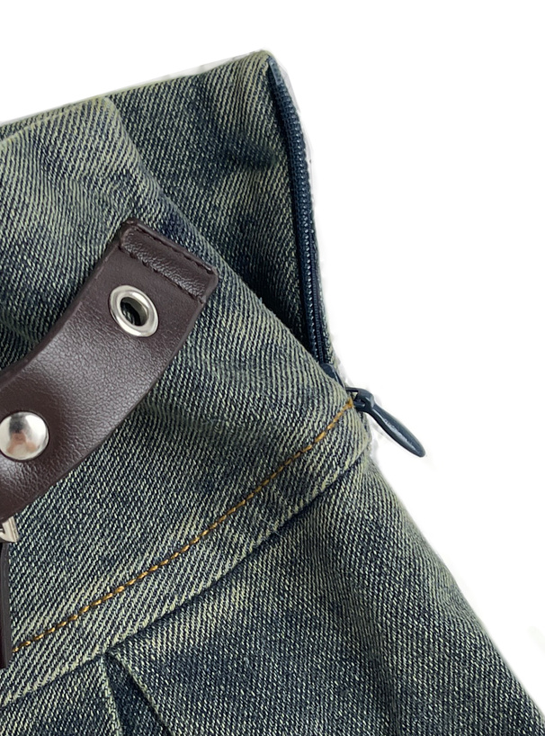 異素材ドッキングアシンメトリーベルトデニムミニスカート