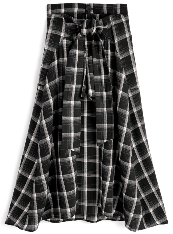 チェック柄シャツ巻きラップスカートレイヤード風ショートパンツ[ks171]