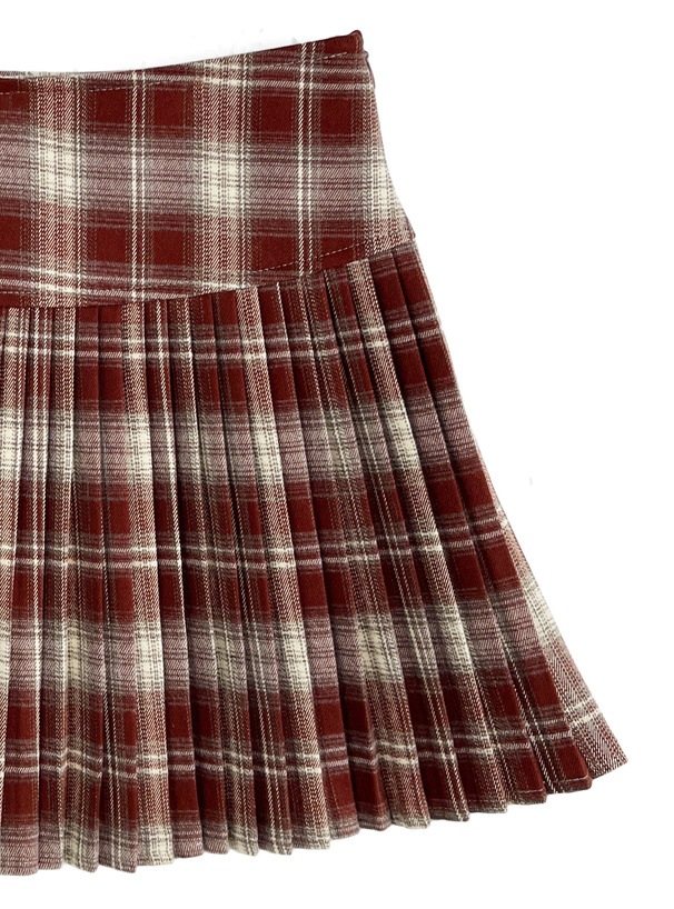 インパン裏地付きチェック柄プリーツミニスカート[ks173] | レディース