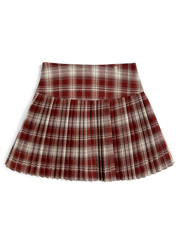 インパン裏地付きチェック柄プリーツミニスカート[ks173] | レディース