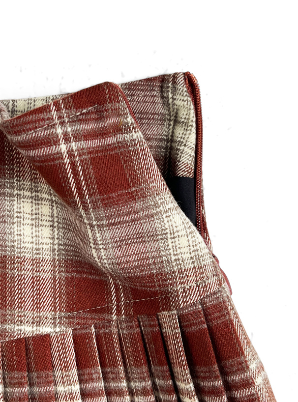 インパン裏地付きチェック柄プリーツミニスカート