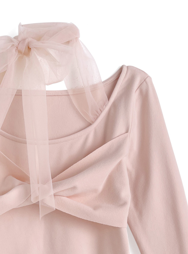 チュールリボンドレープトップス